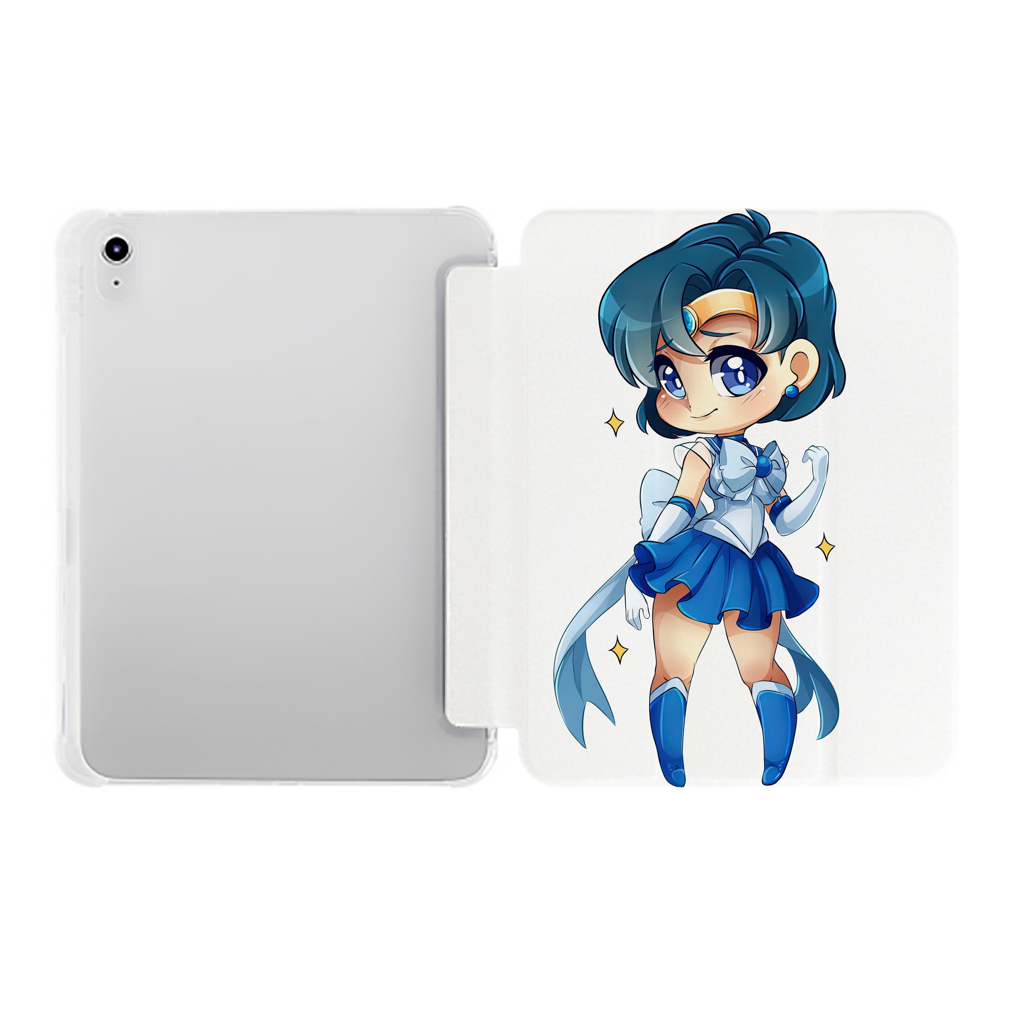 （画像用） 美少女戦士セーラームーン 水野 亜美 みずの あみ Sailor Moon Mizuno Ami IPad ケース ペン収納付き 三つ折りスタンド PUレザー×シリコン 対応機種9.5/10.5/10.9インチ